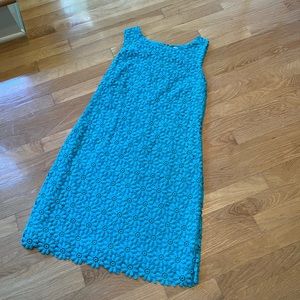 Lilly Pulitzer turquoise floral lace dress lined size 10 EUC
